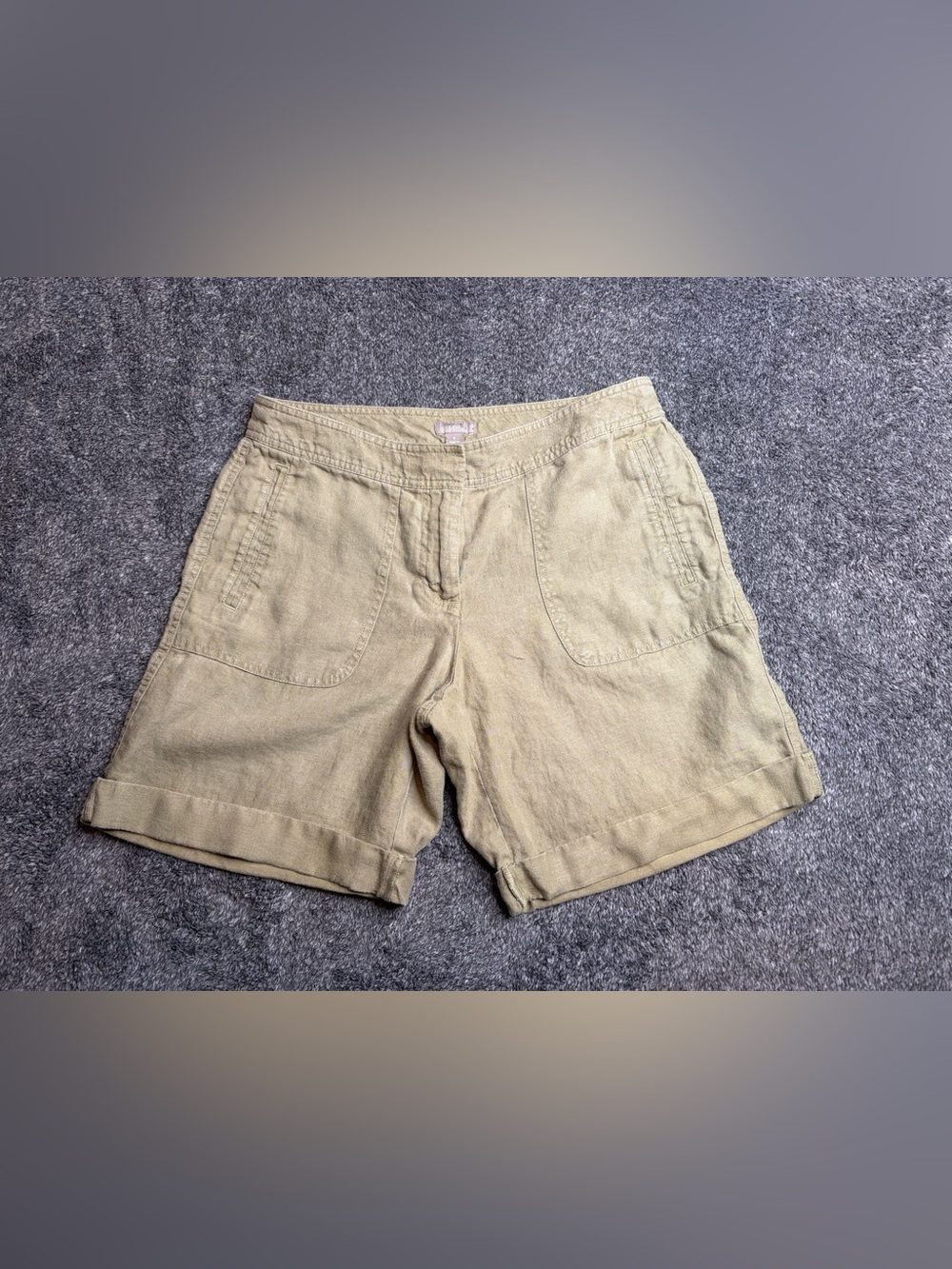 J Jill Casual Olive/Tan Linen Shorts